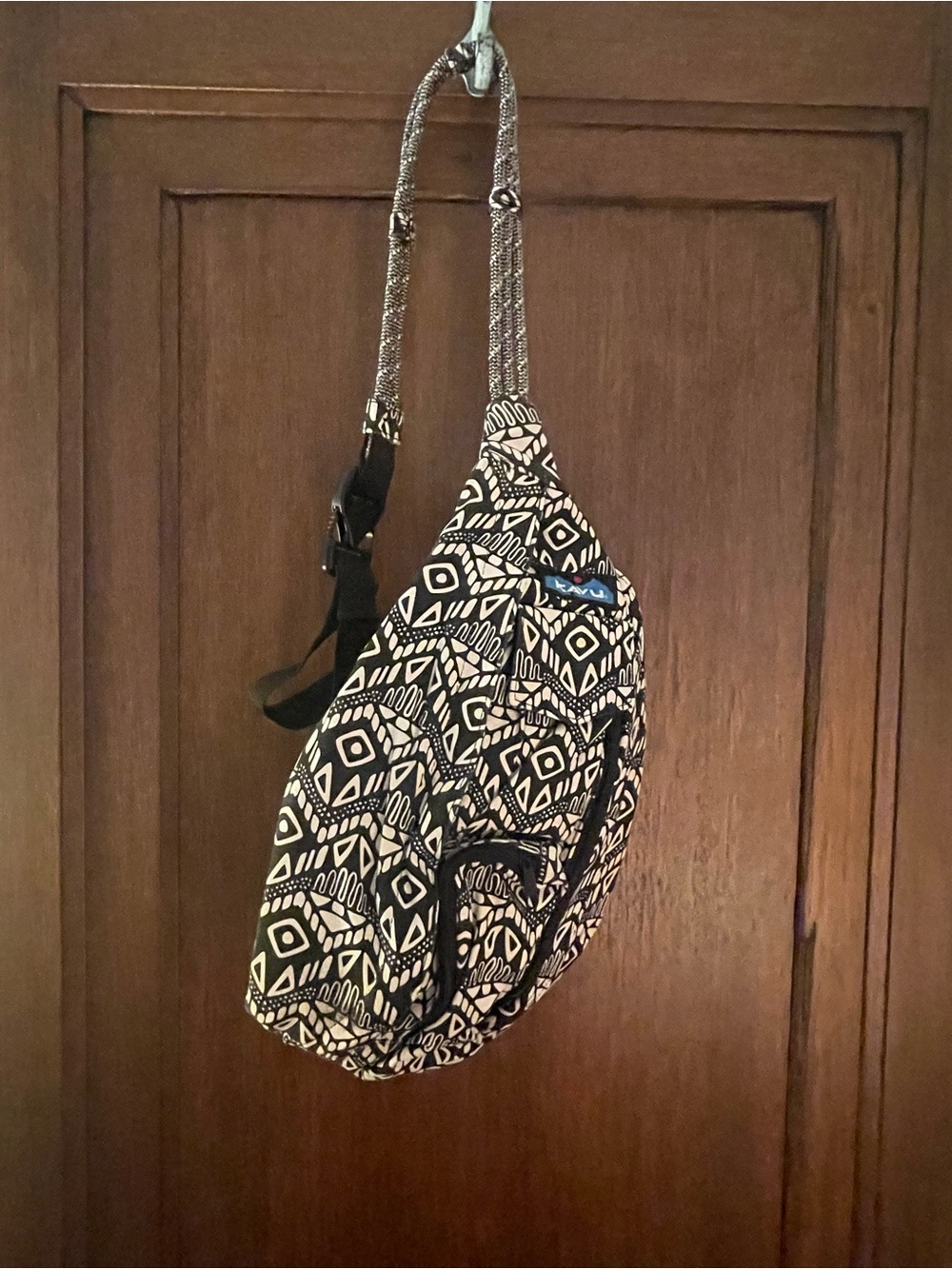 KAVU Crossbody Sling Bag B&W Tribal Design